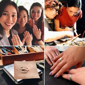 Friends making sterling silver stacking rings