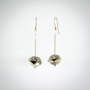 Sterling silver long drop textured Satellite earrings