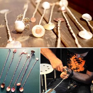 Bartenders created their own sterling silver fancy cocktail bar spoons.